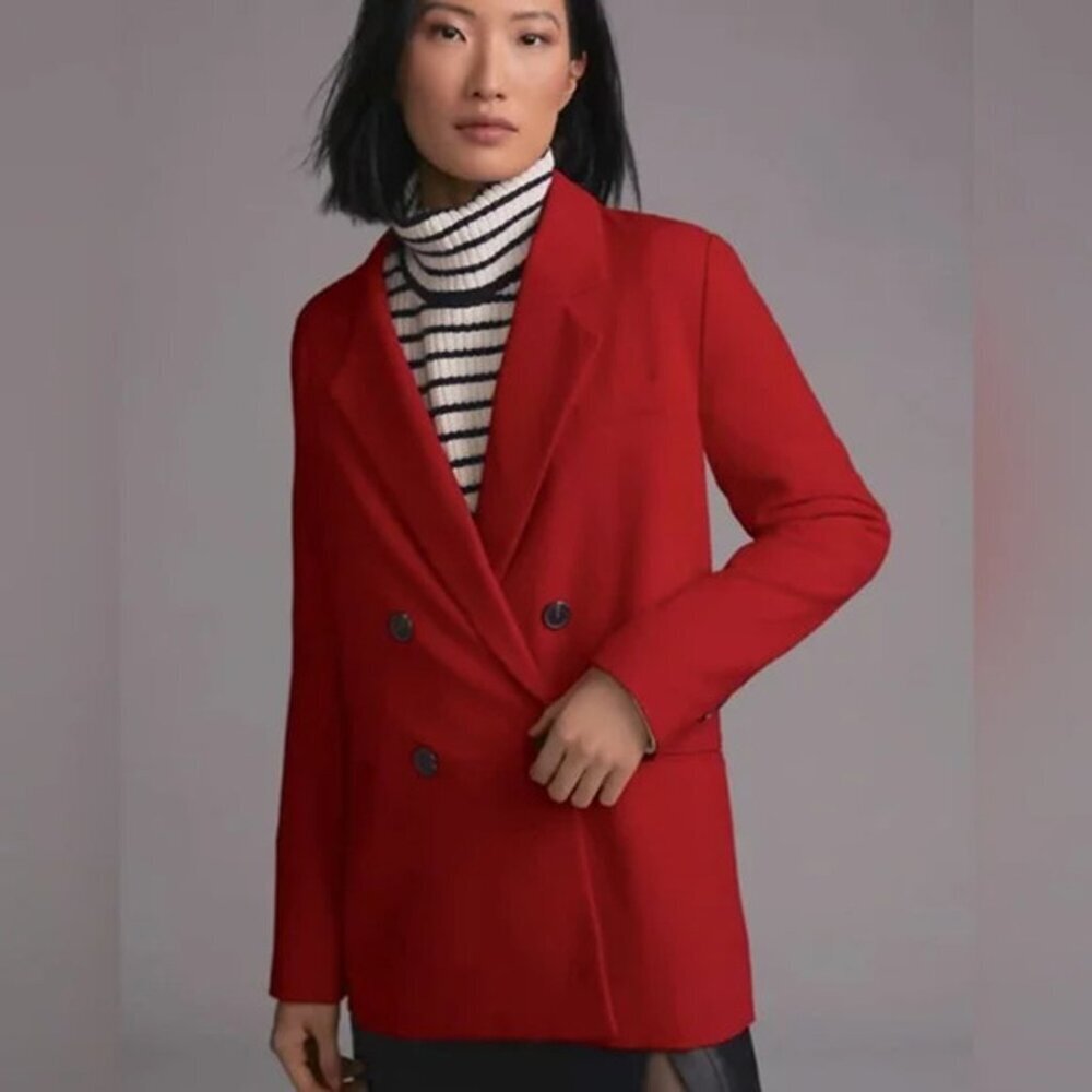 NWT Maeve by Anthropologie Double Breasted Blazer Red Women 10